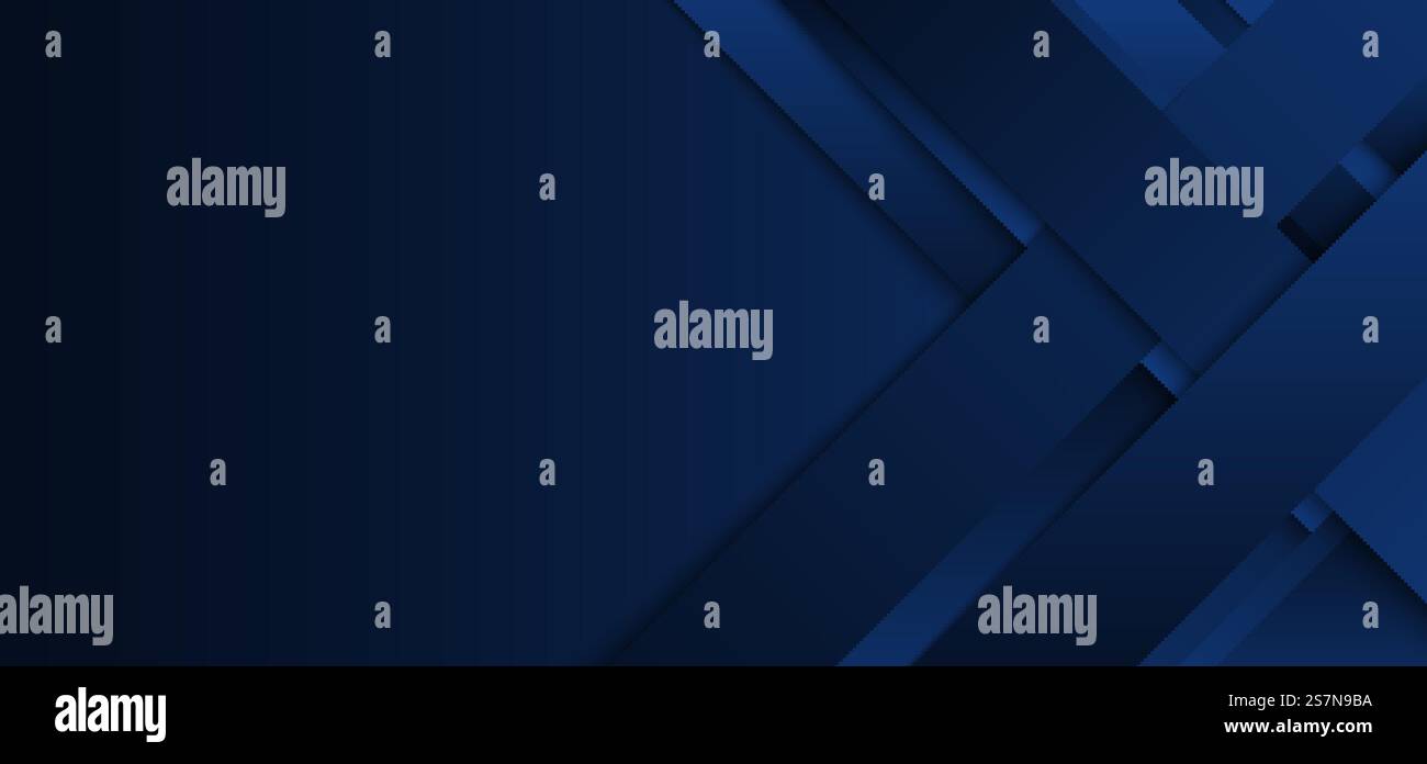 Astratto moderno blu strisce o rettangolo strato sovrapposto con ombra su sfondo blu scuro. Illustrazione vettoriale Illustrazione Vettoriale