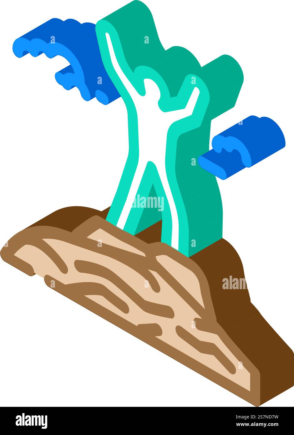 mountaineer sulla parte superiore dell'avventura isometrica icona vettoriale. mountaineer sul cartello dell'avventura in cima. illustrazione del simbolo isolato. illustrazione vettoriale dell'icona isometrica dell'alpinista in cima all'avventura Illustrazione Vettoriale