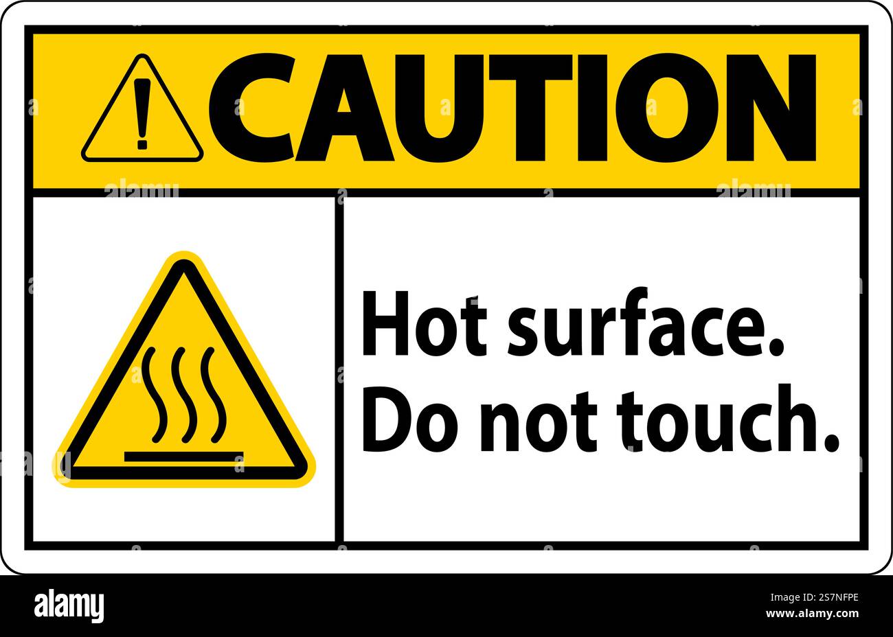 Attenzione etichetta di sicurezza superficie calda, non toccare Illustrazione Vettoriale