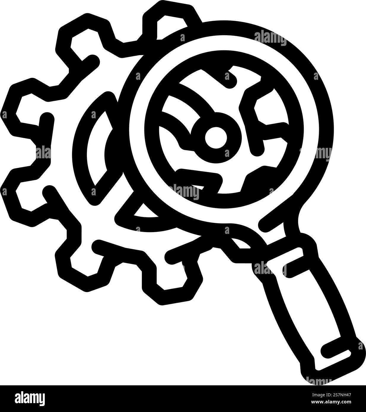 vettore icona linea di lavoro strumento per il controllo della qualità. cartello di lavoro dello strumento per il controllo della qualità. illustrazione nera del simbolo del contorno isolato. illustrazione vettoriale dell'icona della linea di lavoro dello strumento per il controllo della qualità Illustrazione Vettoriale