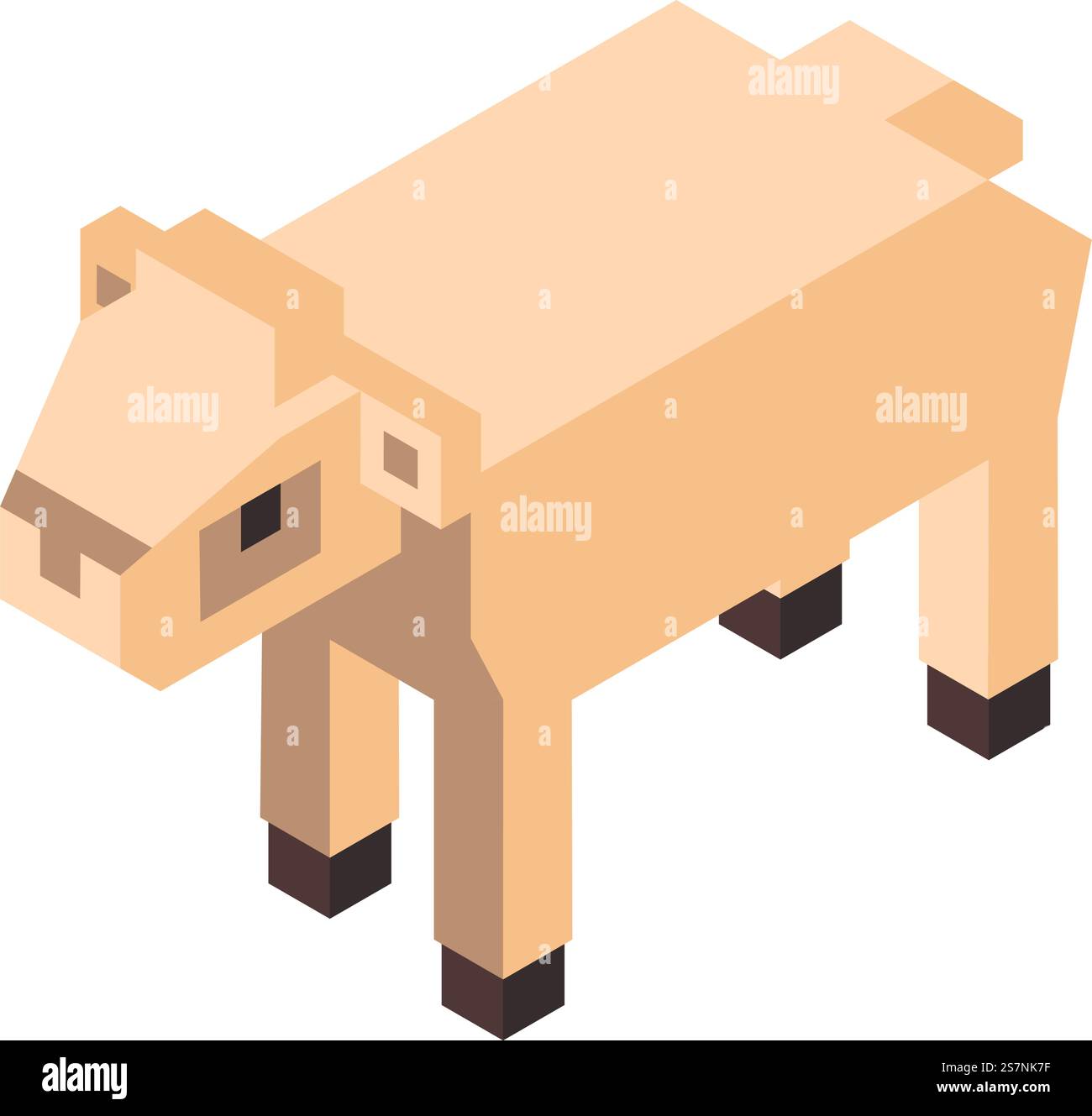 Personaggio geometrico di animali, gioco isolato o giocattolo per bambini. Elemento da gioco per bambini, pecore con design quadrato in legno. Prodotti ecologici con cui giocare. Immagine vettoriale in stile piatto. Animale di pecora, personaggio geometrico o gioco Illustrazione Vettoriale