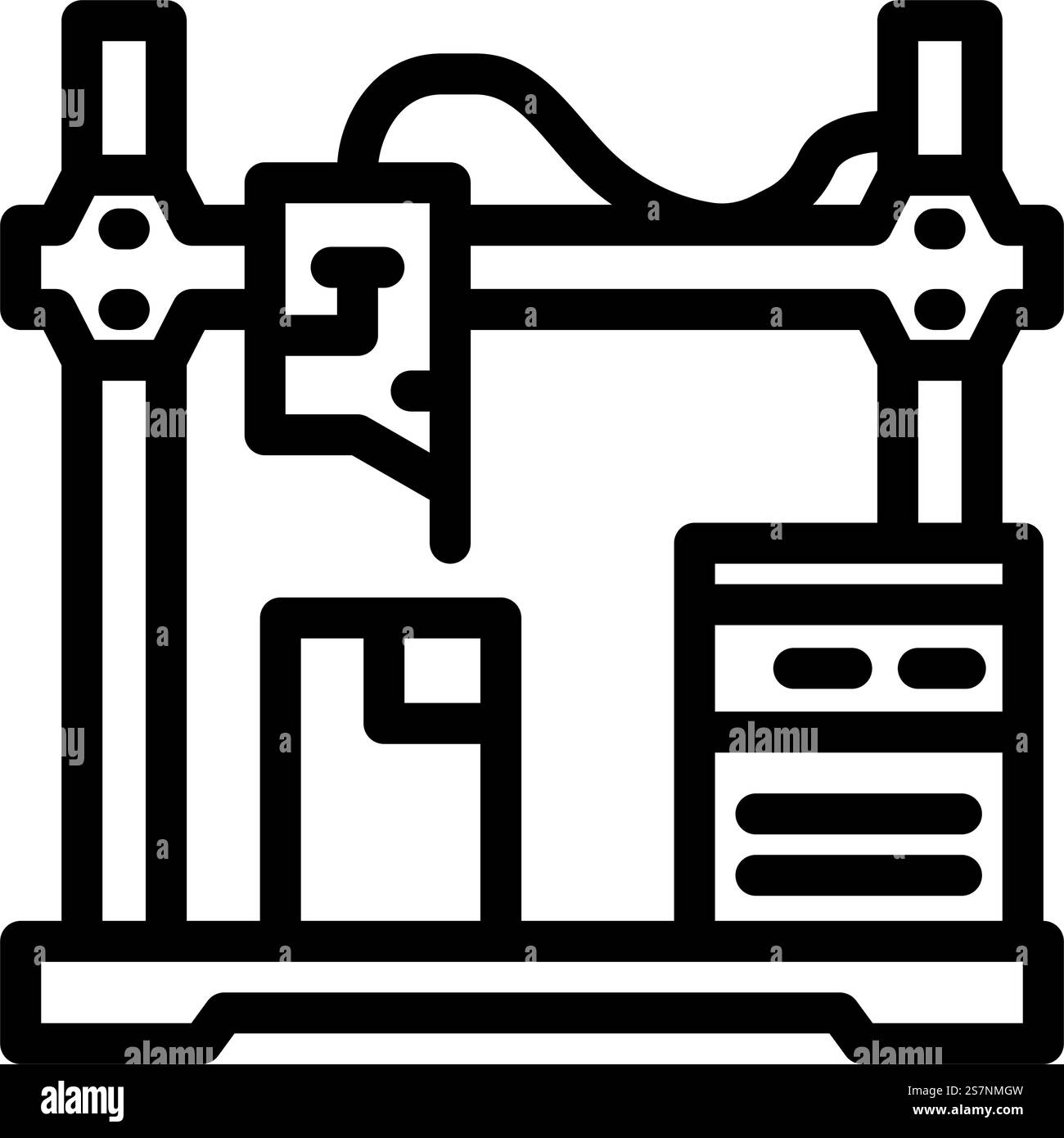 prototipazione di un vettore di icone di linea per gli ingegneri di produzione. firma del tecnico di produzione della prototipazione. illustrazione nera del simbolo del contorno isolato. illustrazione vettoriale dell'icona della linea del progettista di prototipazione Illustrazione Vettoriale