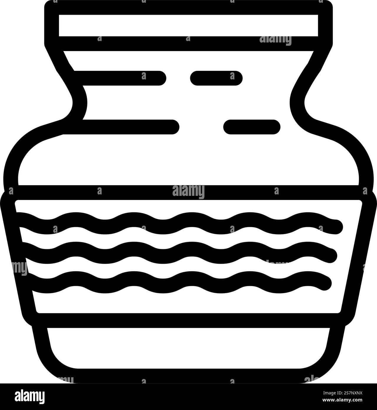 vettoriale dell'icona della linea induismo della pentola d'acqua di kalash. kalash vaso d'acqua segno induismo. illustrazione nera del simbolo del contorno isolato. illustrazione vettoriale dell'icona della linea induismo del vaso d'acqua kalash Illustrazione Vettoriale