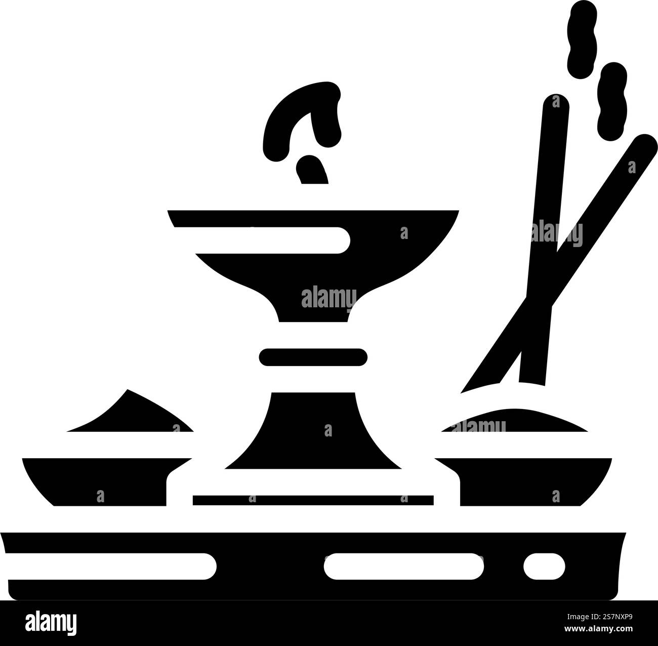 vettore dell'icona del glifo puja thali. cartello puja thali. illustrazione del simbolo isolato. illustrazione vettoriale dell'icona del glifo puja thali Illustrazione Vettoriale
