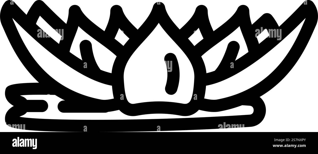 simbolo della linea om del dio del fiore di loto. simbolo del dio del fiore di loto om. illustrazione nera del simbolo del contorno isolato. illustrazione vettoriale dell'icona della linea om del fiore di loto Illustrazione Vettoriale