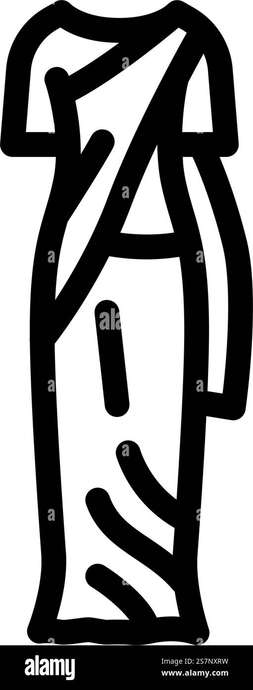 icona vettoriale linea di abbigliamento tradizionale sari. cartello di abbigliamento tradizionale sari. illustrazione nera del simbolo del contorno isolato. illustrazione vettoriale dell'icona della linea di abbigliamento tradizionale sari Illustrazione Vettoriale