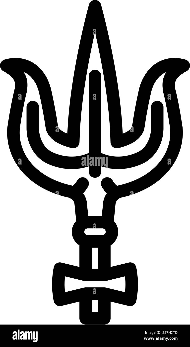 vettore icona linea trishul shiva tridente. segno trishul shiva. illustrazione nera del simbolo del contorno isolato. illustrazione vettoriale dell'icona della linea trishul del tridente shiva Illustrazione Vettoriale