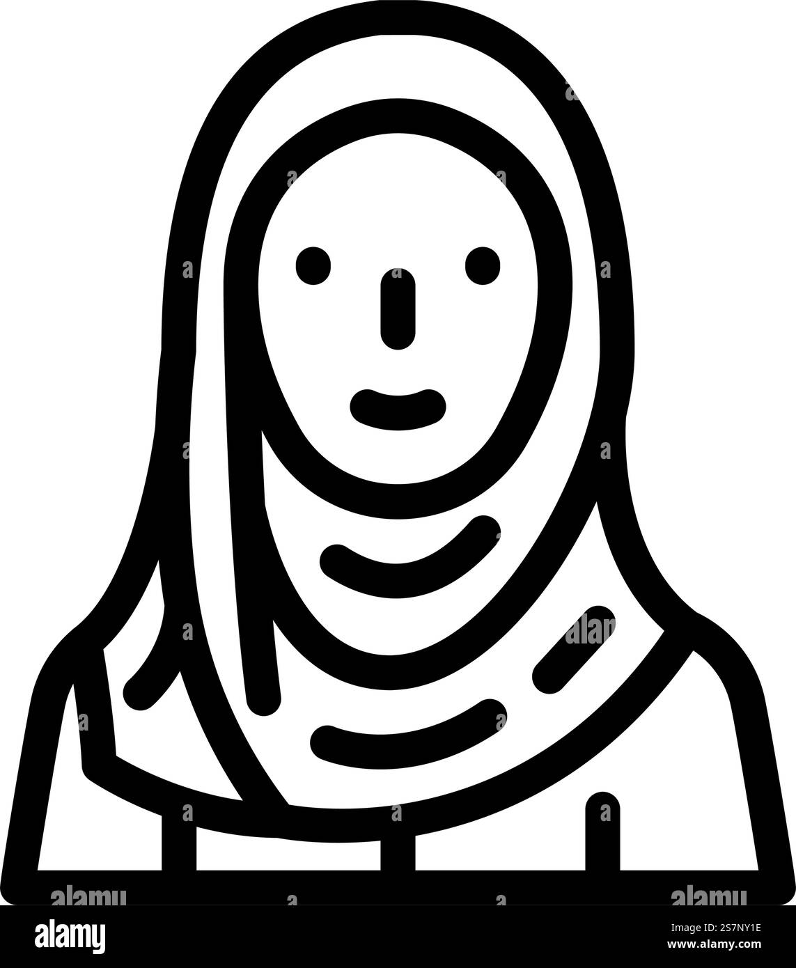 vettoriale dell'icona della linea islam del vettoriale. hijab velo segno islam. illustrazione nera del simbolo del contorno isolato. illustrazione vettoriale dell'icona della linea islam del vettoriale dell'hijab Illustrazione Vettoriale