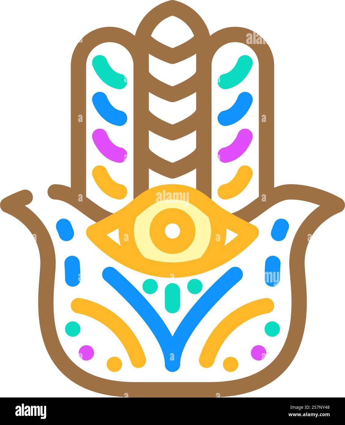 hamsa mano islam musulmano icona vettoriale. hamsa mano il segno musulmano islam. illustrazione del simbolo isolato. illustrazione vettoriale dell'icona di colore musulmano hamsa hand islam Illustrazione Vettoriale