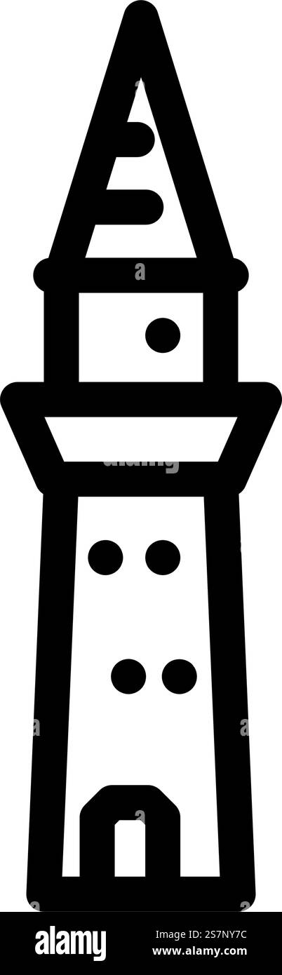 minaret islam icona di linea musulmana vettoriale. segno musulmano minaret islam. illustrazione nera del simbolo del contorno isolato. illustrazione vettoriale dell'icona della linea musulmana minaret islam Illustrazione Vettoriale