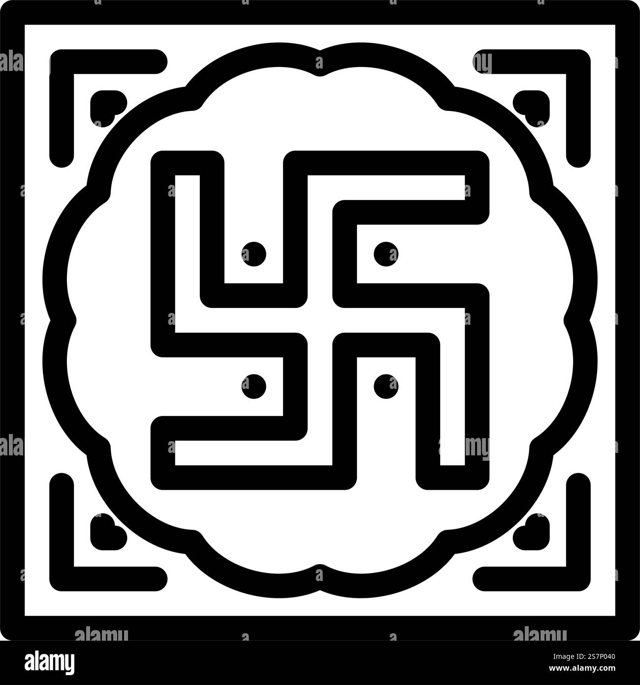 vettore icona linea induismo svastica. segno induismo della svastica. illustrazione nera del simbolo del contorno isolato. illustrazione vettoriale dell'icona della linea induista della svastica Illustrazione Vettoriale