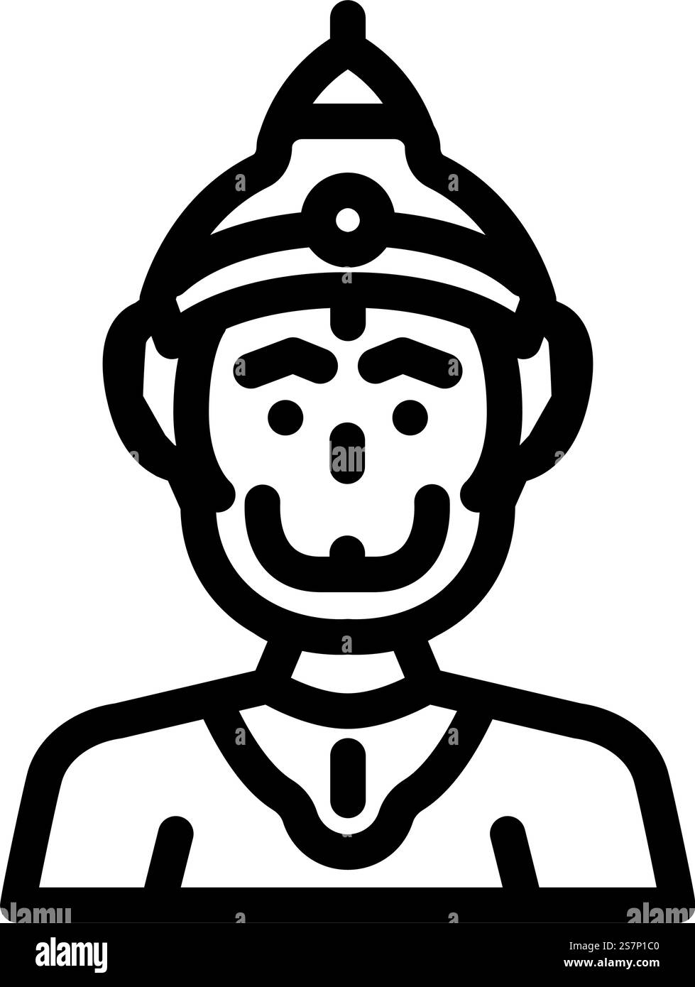 hanuman induismo religione linea icona vettore. il segno della religione induista hanuman. illustrazione nera del simbolo del contorno isolato. illustrazione vettoriale dell'icona della linea religiosa dell'induismo hanuman Illustrazione Vettoriale
