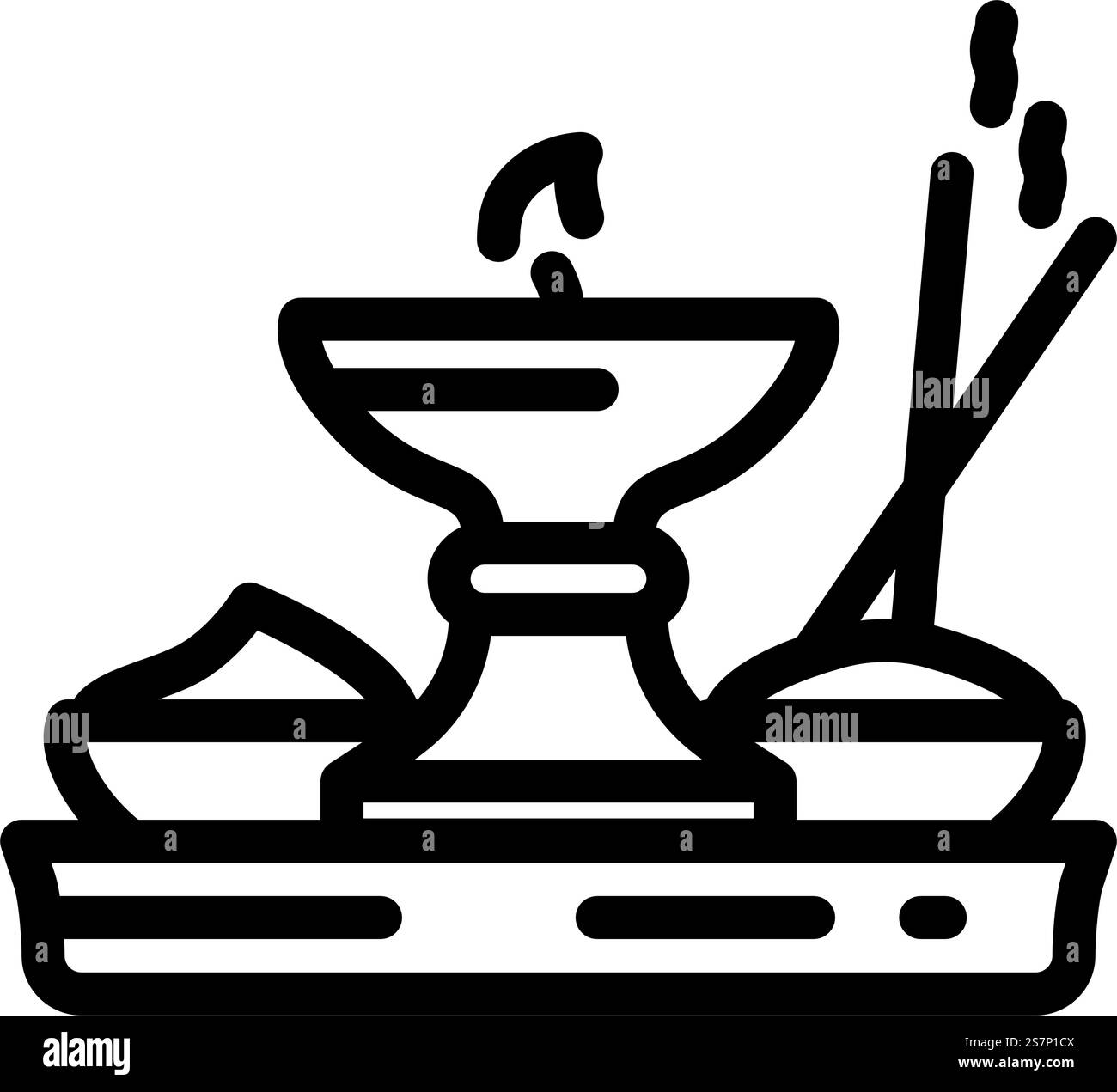 vettore dell'icona della linea puja thali. cartello puja thali. illustrazione nera del simbolo del contorno isolato. illustrazione vettoriale dell'icona della linea puja thali Illustrazione Vettoriale