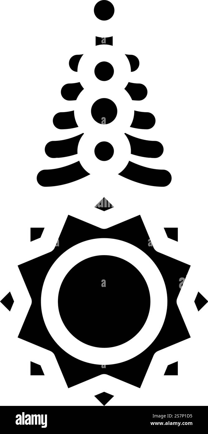 vettore icona glifo decorazione fronte bindi. cartello decorativo della fronte bindi. illustrazione del simbolo isolato. illustrazione vettoriale dell'icona del glifo per la decorazione della fronte bindi Illustrazione Vettoriale