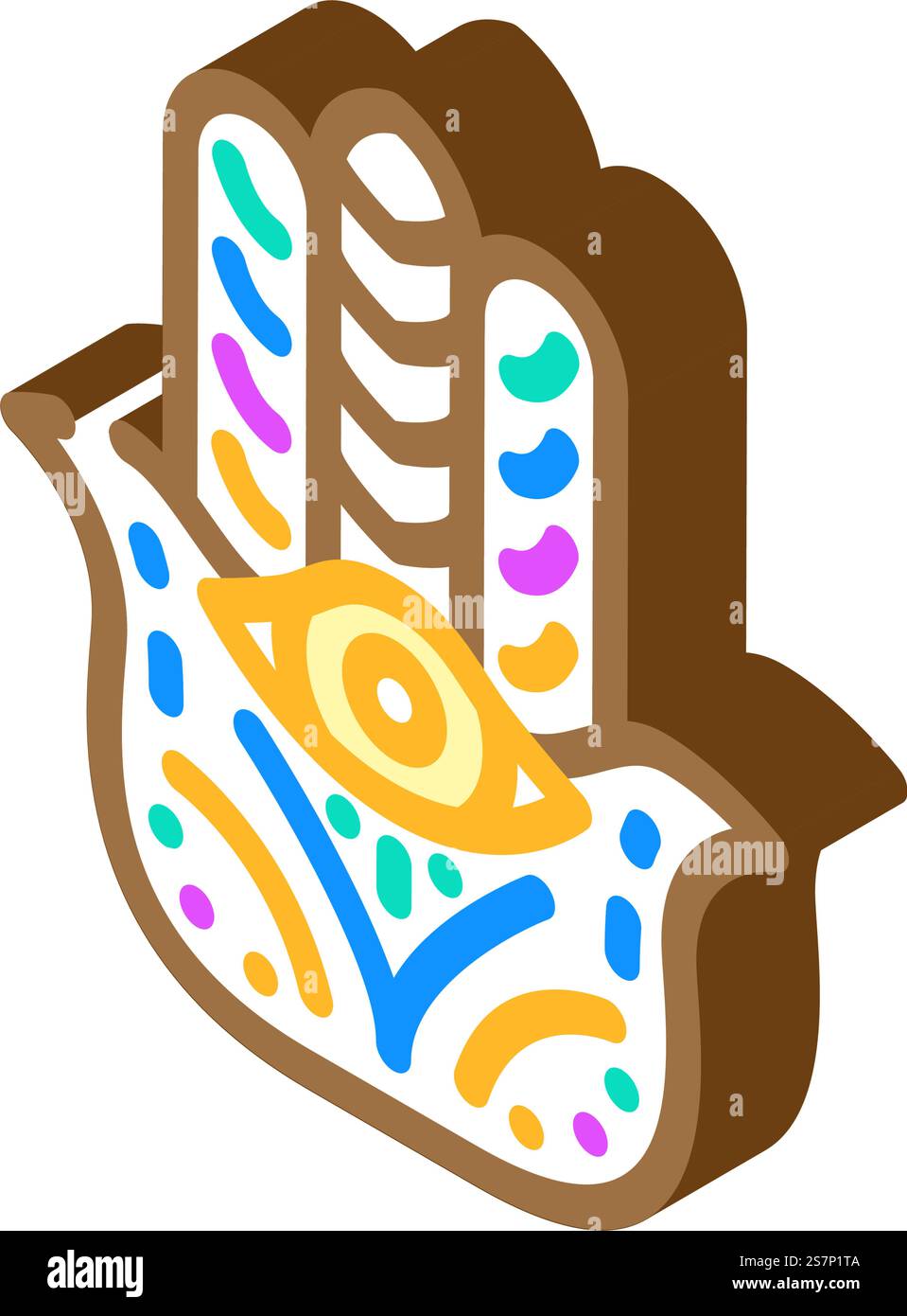 hamsa mano islam islamico isometrico vettore di icone. hamsa mano il segno musulmano islam. illustrazione del simbolo isolato. hamsa hand islam musulmano isometrico icona vettoriale illustrazione Illustrazione Vettoriale