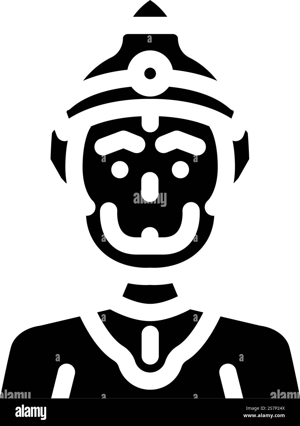 hanuman induismo religione glifo icona vettore. il segno della religione induista hanuman. illustrazione del simbolo isolato. illustrazione vettoriale dell'icona del glifo religioso dell'induismo hanuman Illustrazione Vettoriale