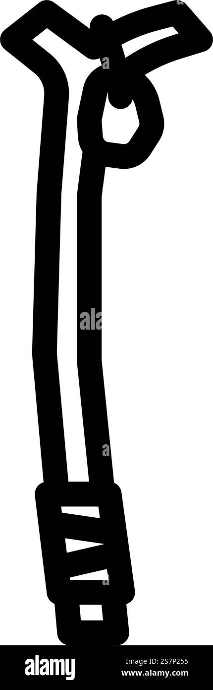 yatra stick pellegrino linea icona vettoriale. yatra attacca il cartello del personale di pellegrinaggio. illustrazione nera del simbolo del contorno isolato. illustrazione vettoriale dell'icona della linea del personale pellegrino di yatra Illustrazione Vettoriale