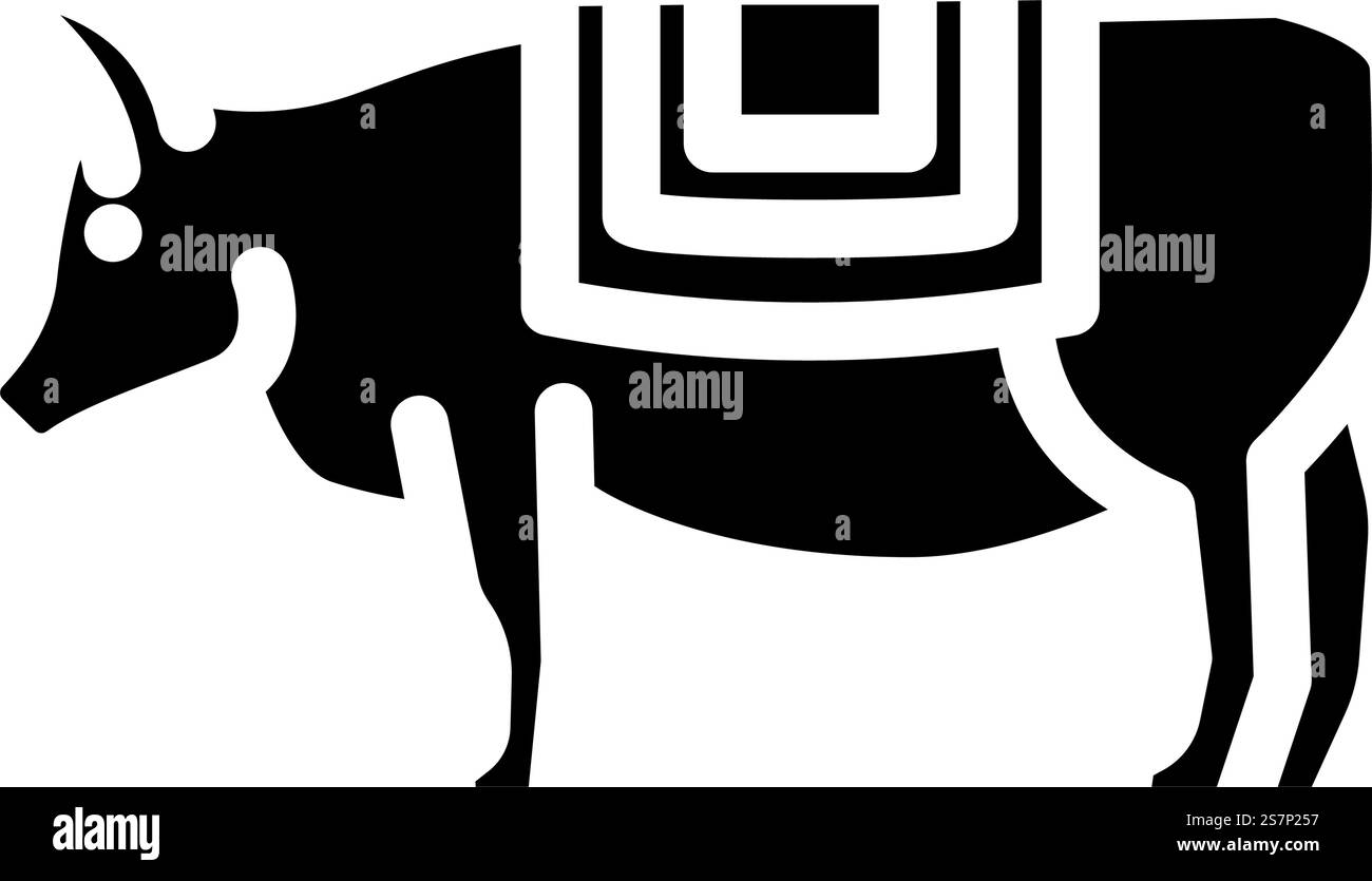 mucca animale sacro indù glifo icona vettore. mucca animale sacro segno induismo. illustrazione del simbolo isolato. illustrazione vettoriale dell'icona del glifo dell'induismo animale sacro della mucca Illustrazione Vettoriale