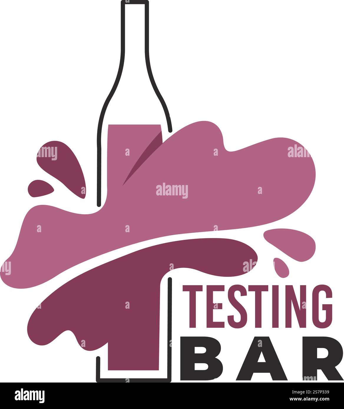 Degustazione di vini e degustazione, icona o logotipo isolato con bottiglia di alcolici freschi. Prodotto gustoso e biologico realizzato in azienda, nuova produzione e produzione di massa. Vettore in stile piatto. Test bar, degustazione e degustazione di vini Illustrazione Vettoriale