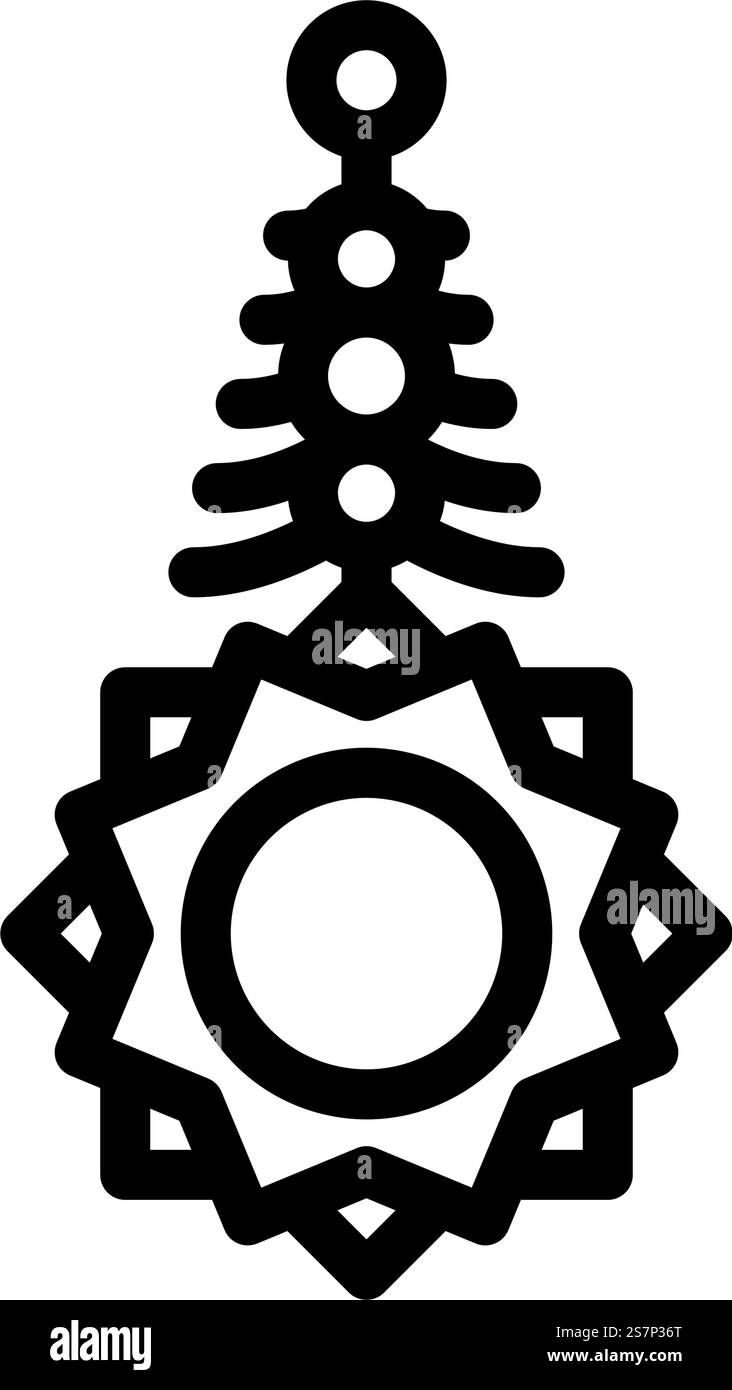 vettore dell'icona della linea di decorazione della fronte bindi. cartello decorativo della fronte bindi. illustrazione nera del simbolo del contorno isolato. illustrazione vettoriale dell'icona della linea di decorazione della fronte bindi Illustrazione Vettoriale