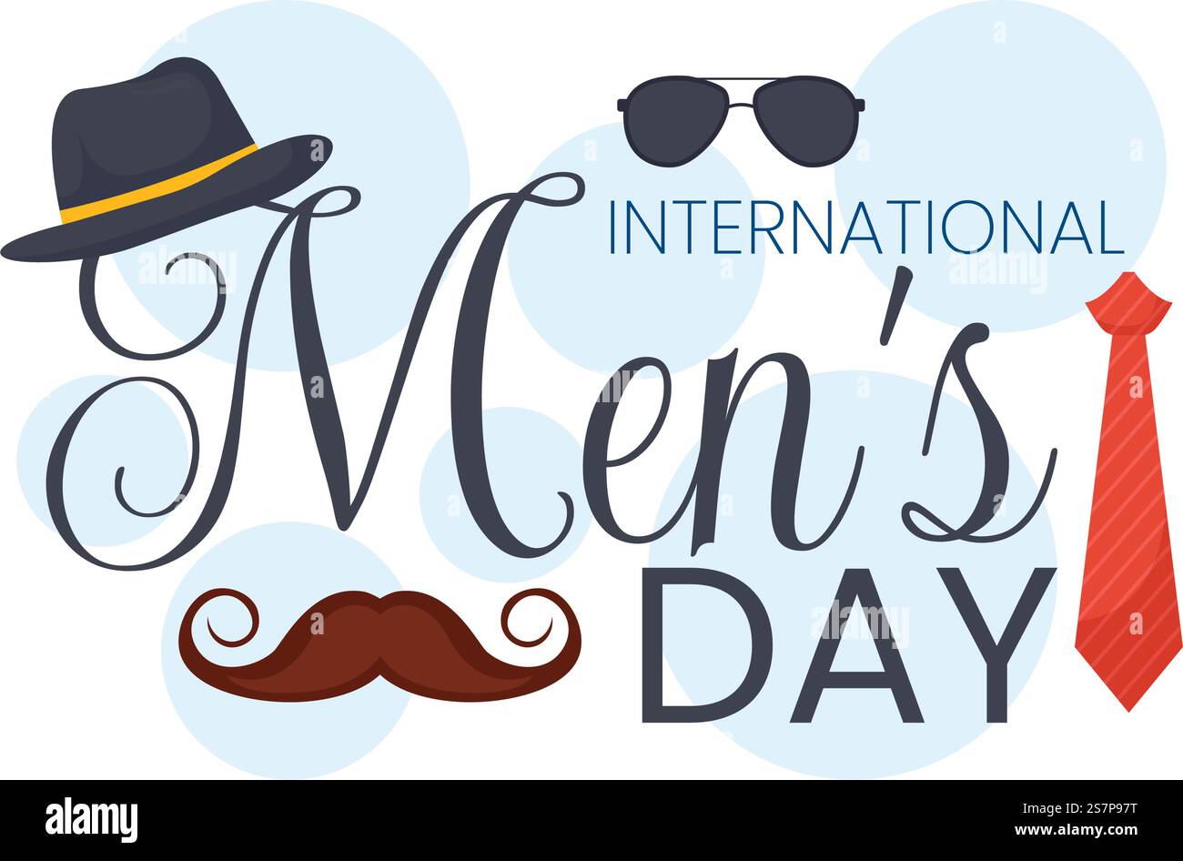International Men&rsquo;s Day Vector Illustration on November 19 with Men Equipment for positive value Their Families in Flat Cartoon background Design Illustrazione Vettoriale
