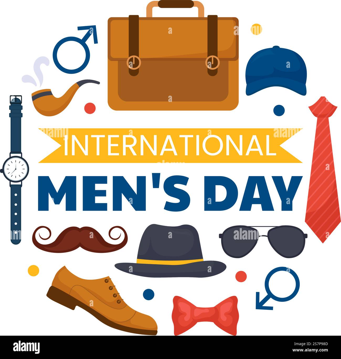 International Men&rsquo;s Day Vector Illustration on November 19 with Men Equipment for positive value Their Families in Flat Cartoon background Design Illustrazione Vettoriale