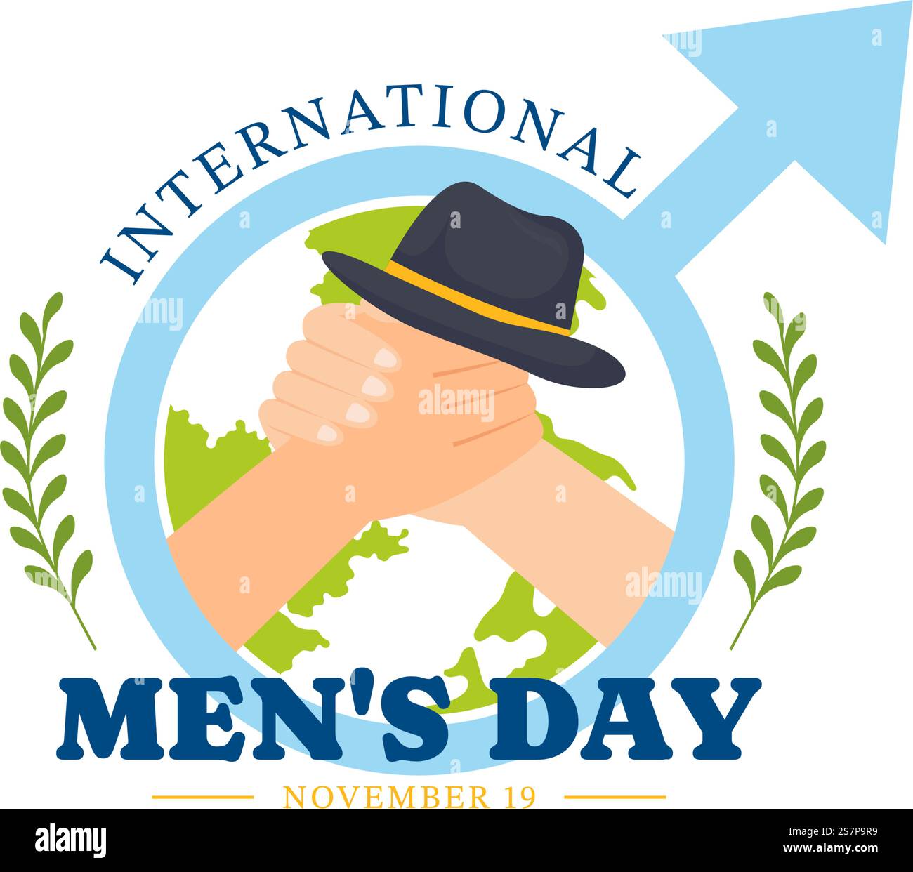 International Men&rsquo;s Day Vector Illustration on November 19 with Men Equipment for positive value Their Families in Flat Cartoon background Design Illustrazione Vettoriale