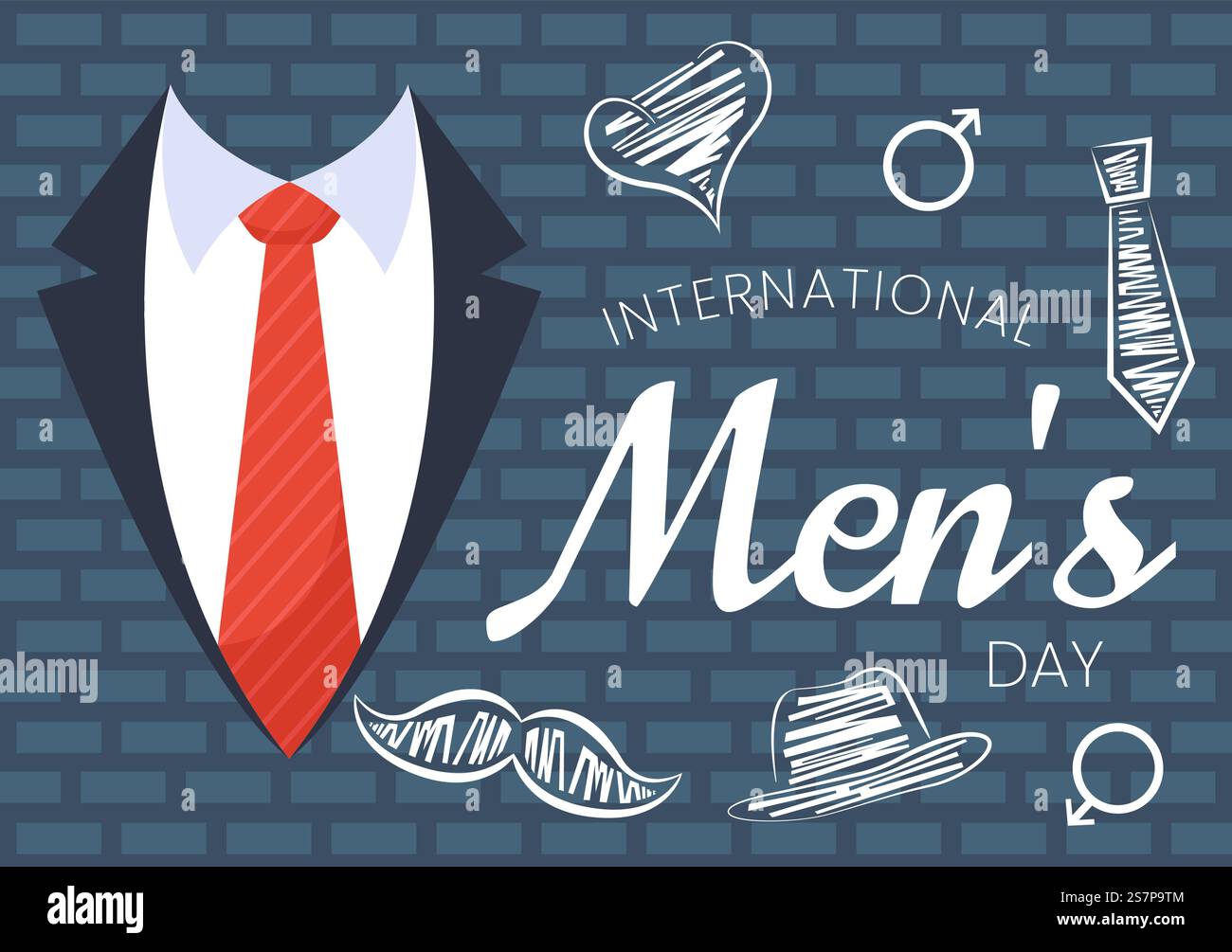 International Men&rsquo;s Day Vector Illustration on November 19 with Men Equipment for positive value Their Families in Flat Cartoon background Design Illustrazione Vettoriale