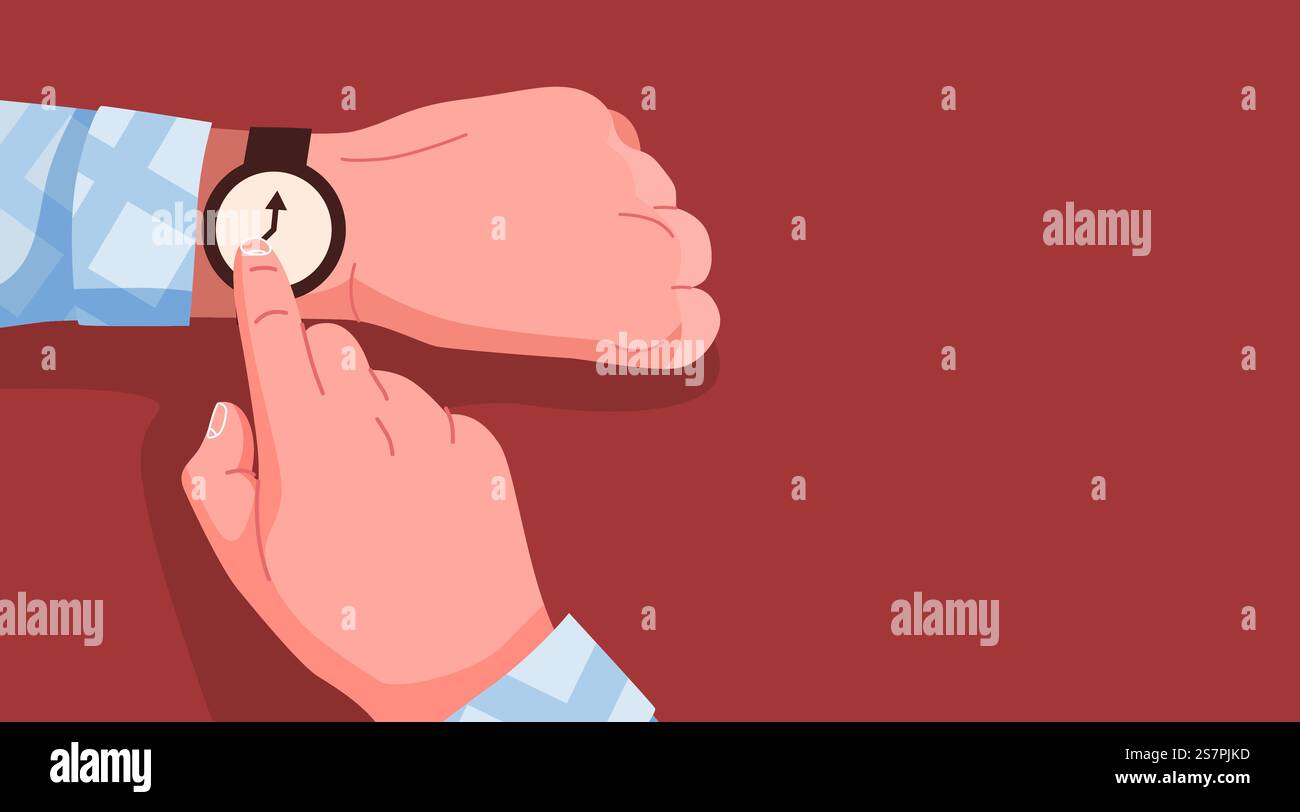 Mani che controllano l'ora con l'orologio. Illustrazione vettoriale. Mani che controllano l'ora con l'orologio. Illustrazione Vettoriale