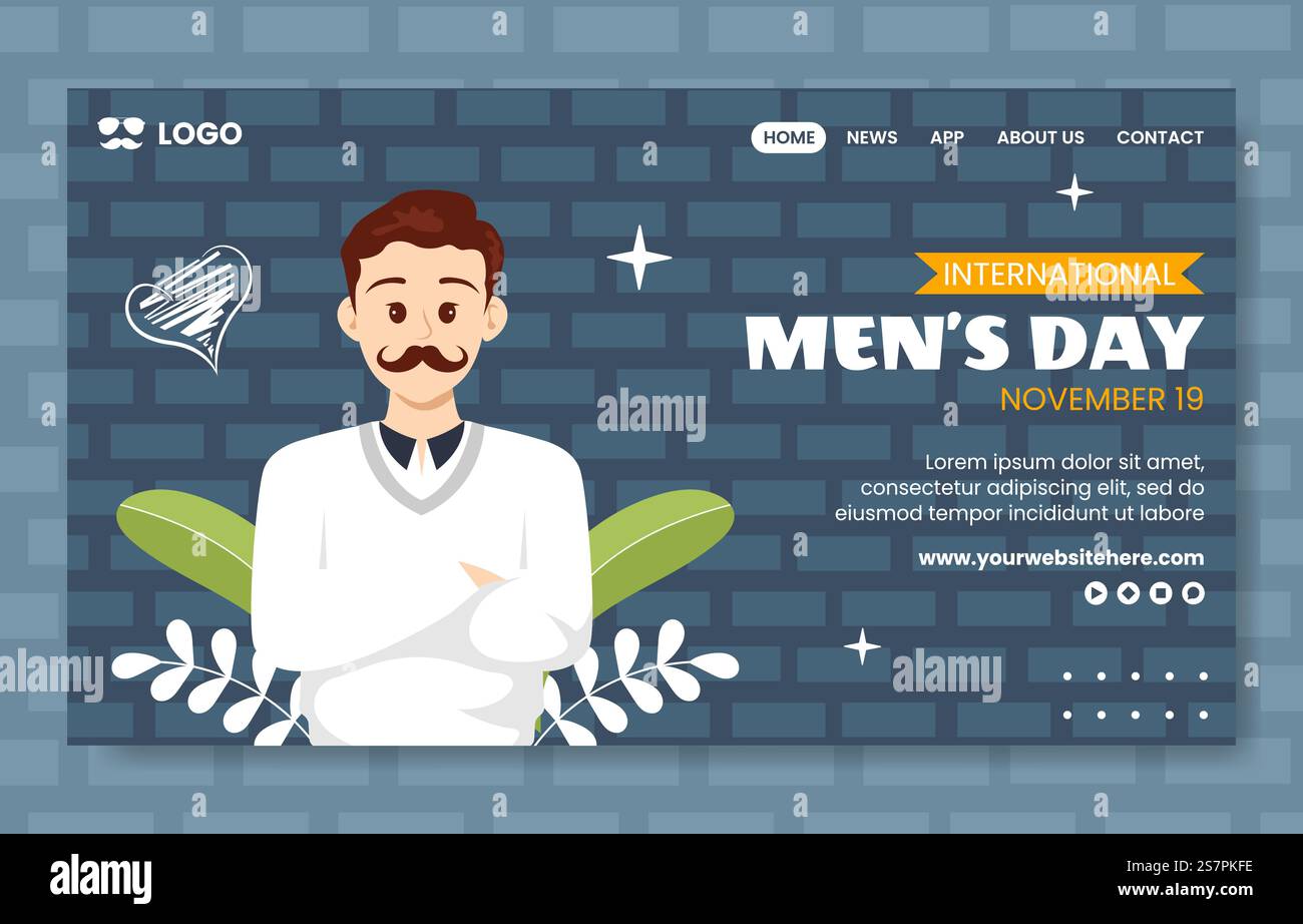 Immagine di sfondo della pagina di destinazione dei social media del giorno degli uomini e degli uomini Cartoon modelli disegnati a mano Illustrazione Vettoriale