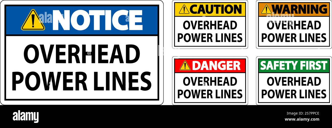 Segnale di pericolo linee elettriche aeree Illustrazione Vettoriale
