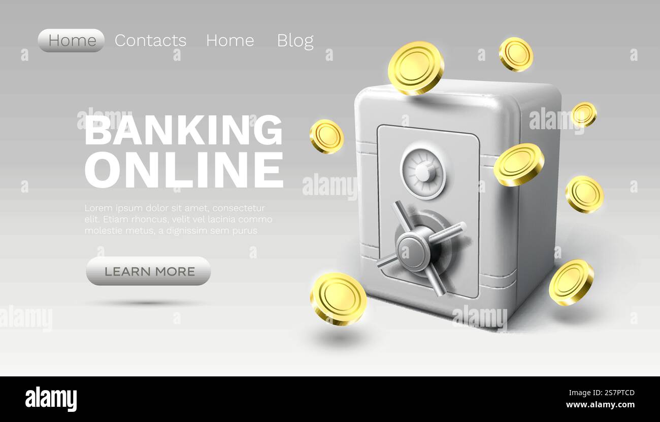Banking sicuro online, accesso degli utenti finanziari, landing page del sito Web. Illustrazione vettoriale. Banking sicuro online, accesso degli utenti finanziari, landing page del sito Web. Vettore Illustrazione Vettoriale