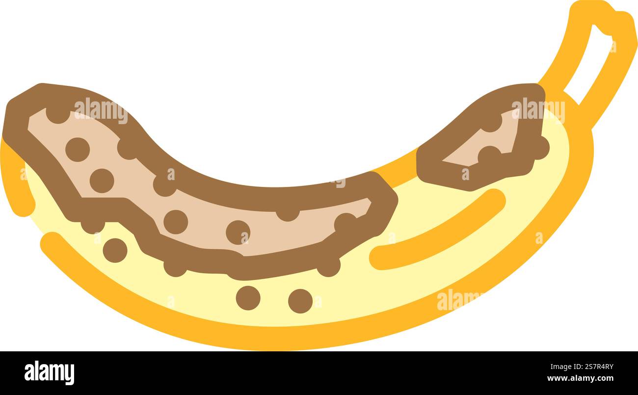 vettore dell'icona del colore degli alimenti marcio della banana. segno di cibo marcio della banana. illustrazione del simbolo isolato. illustrazione vettoriale dell'icona del colore degli alimenti a base di banana Illustrazione Vettoriale