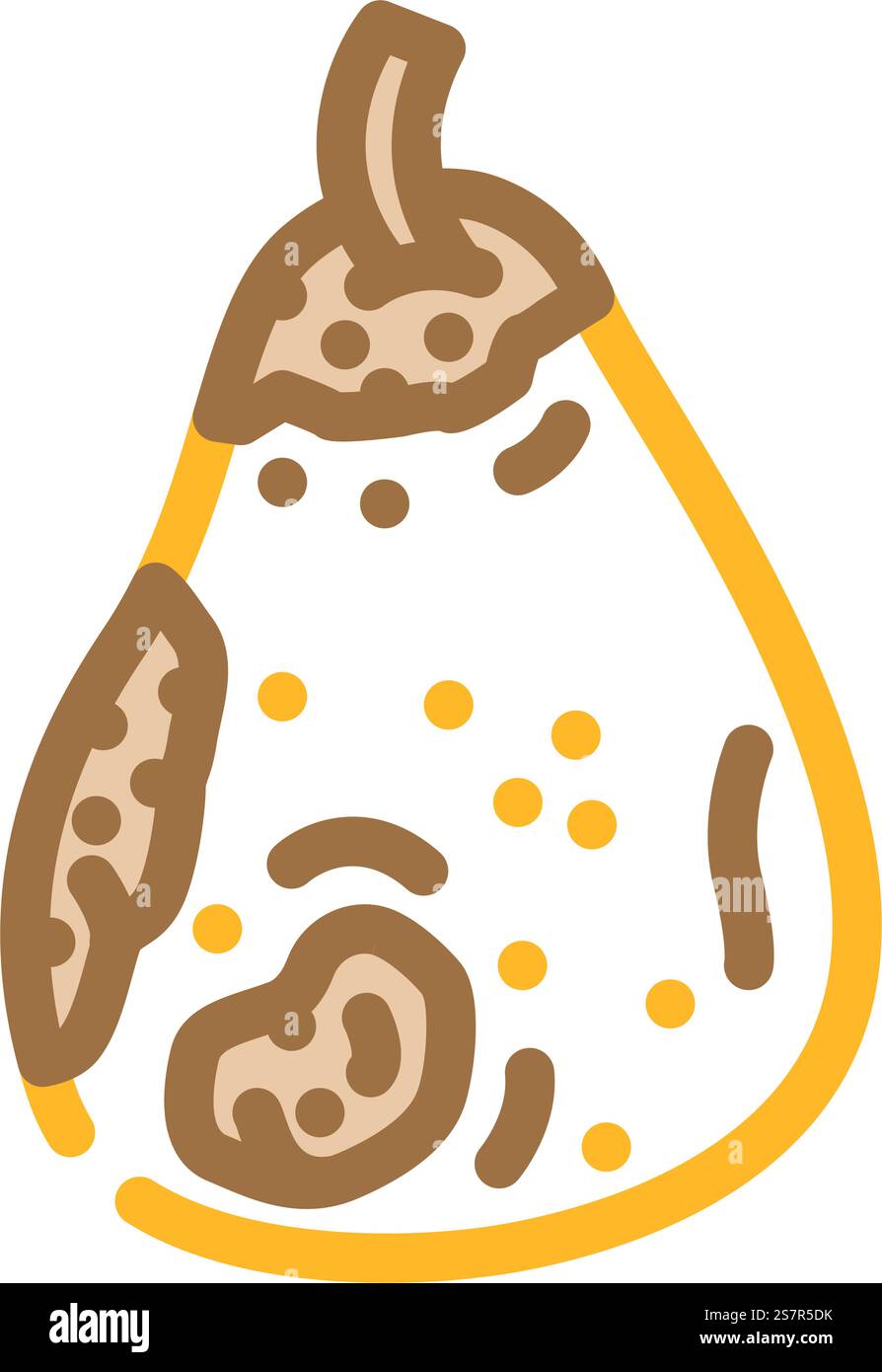 vettore dell'icona del colore degli alimenti marcio della pera. segno di cibo marcio di pera. illustrazione del simbolo isolato. illustrazione vettoriale dell'icona del colore degli alimenti in pere Illustrazione Vettoriale