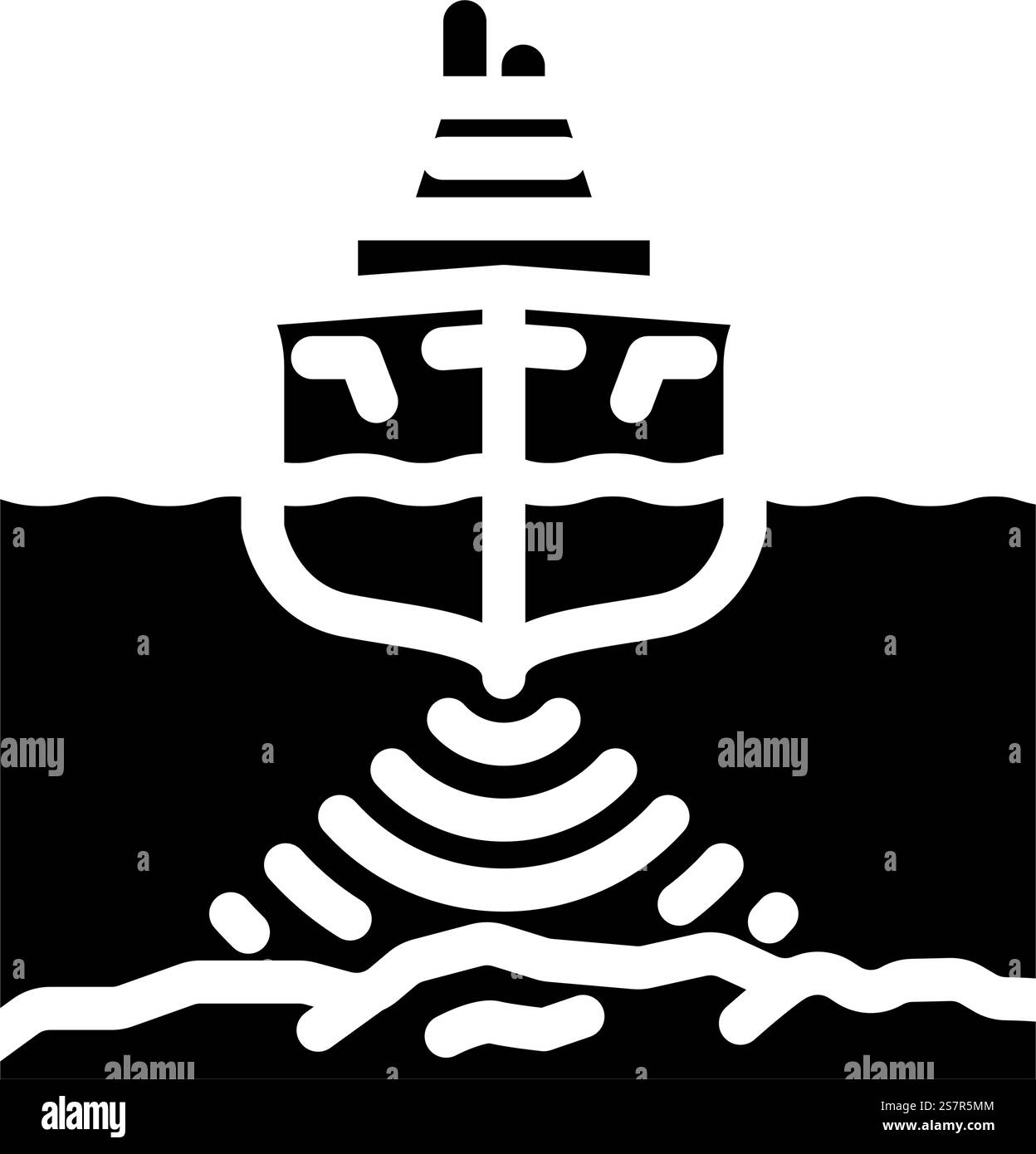 vettore icona glifo inquinamento acustico marino. segnale di inquinamento acustico marino. illustrazione del simbolo isolato. illustrazione vettoriale dell'icona del glifo dell'inquinamento acustico marino Illustrazione Vettoriale