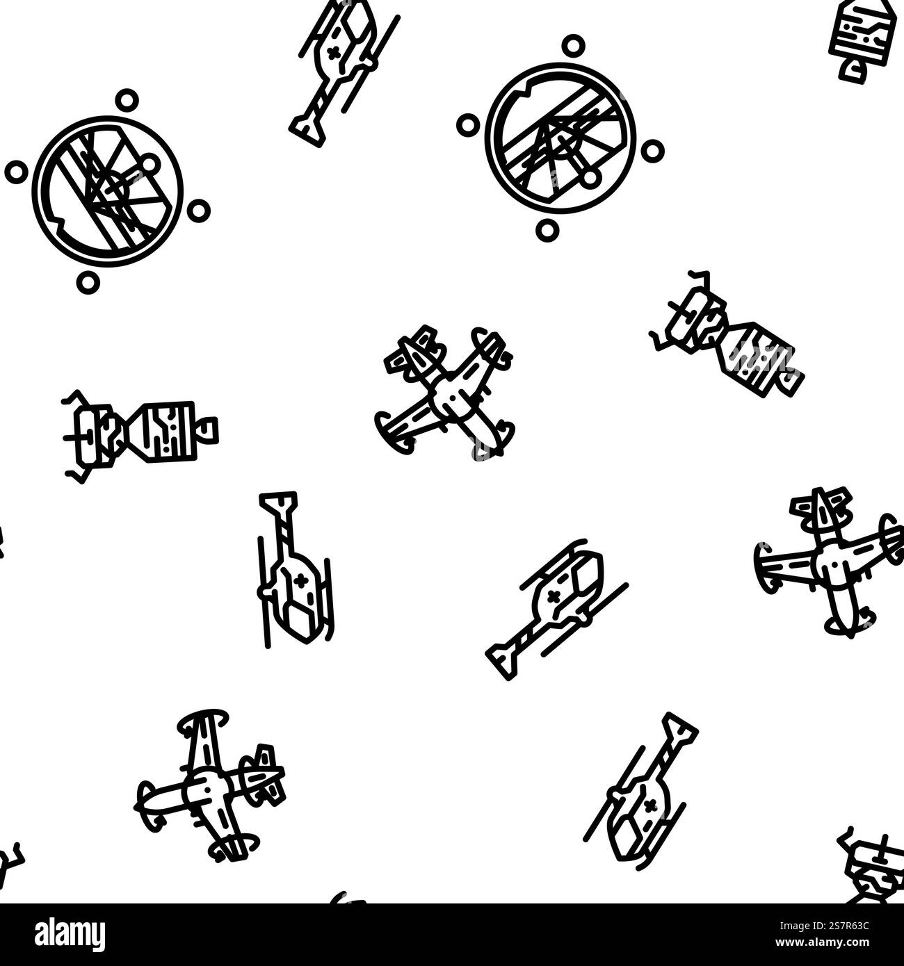 illustrazione a linee sottili con pattern senza cuciture per vettori aeronautici. schema senza cuciture vettore aeronautico ingegnere aeronautico Illustrazione Vettoriale