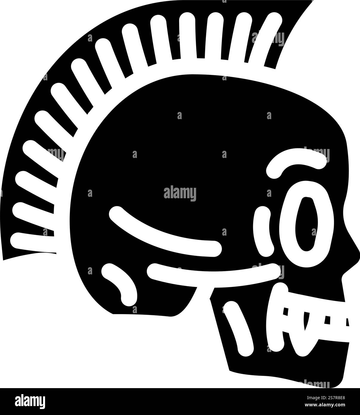 teschio tatuaggio con icone di glifi vintage. insegna vintage del tatuaggio dell'arte del cranio. illustrazione del simbolo isolato. illustrazione vettoriale dell'icona del glifo vintage del tatuaggio artistico del cranio Illustrazione Vettoriale