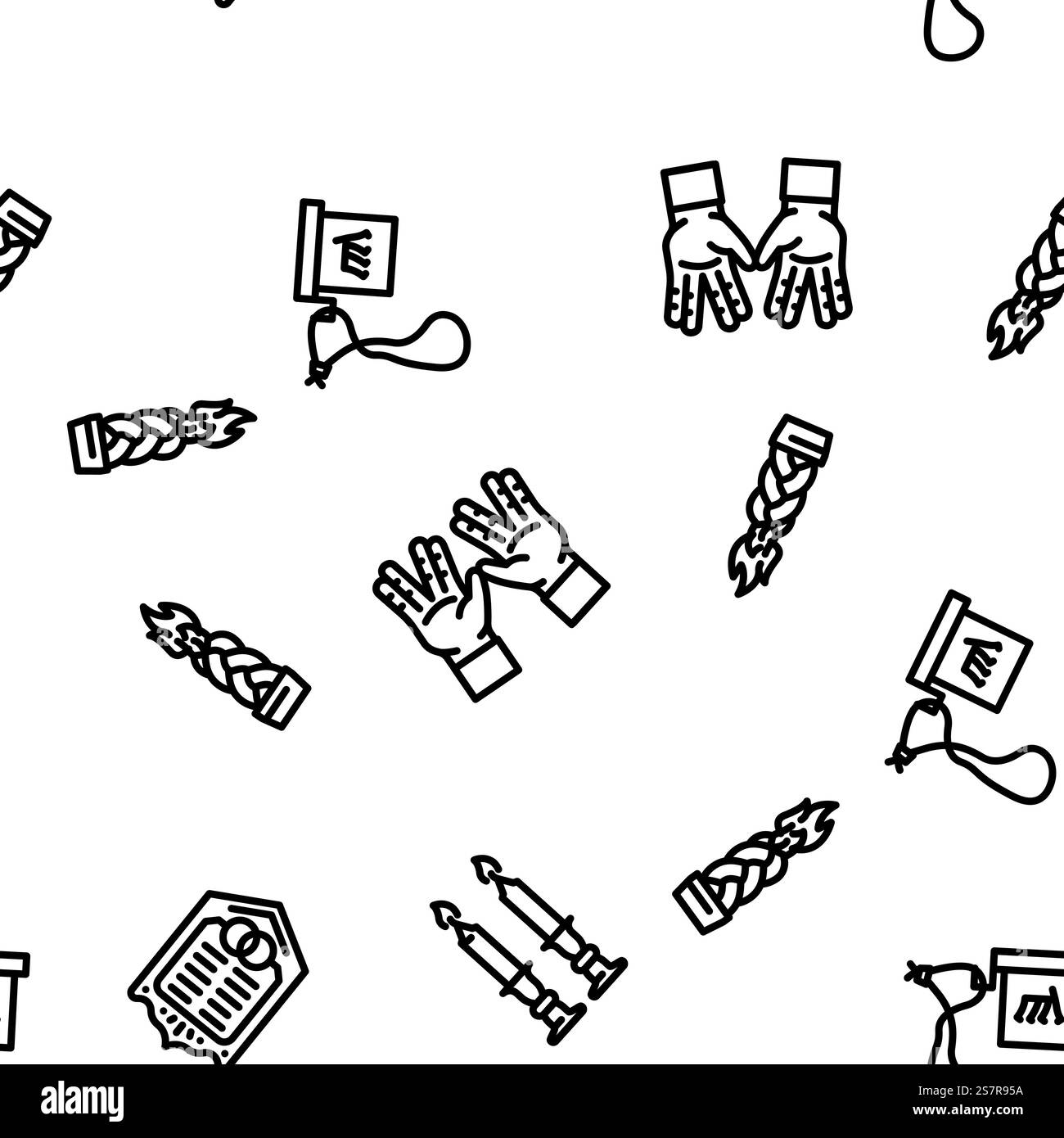 ebraismo religione ebraica modello vettoriale ebraico senza cuciture illustrazione a linee sottili. ebraismo religione ebraica modello vettoriale ebraico senza soluzione di continuità Illustrazione Vettoriale