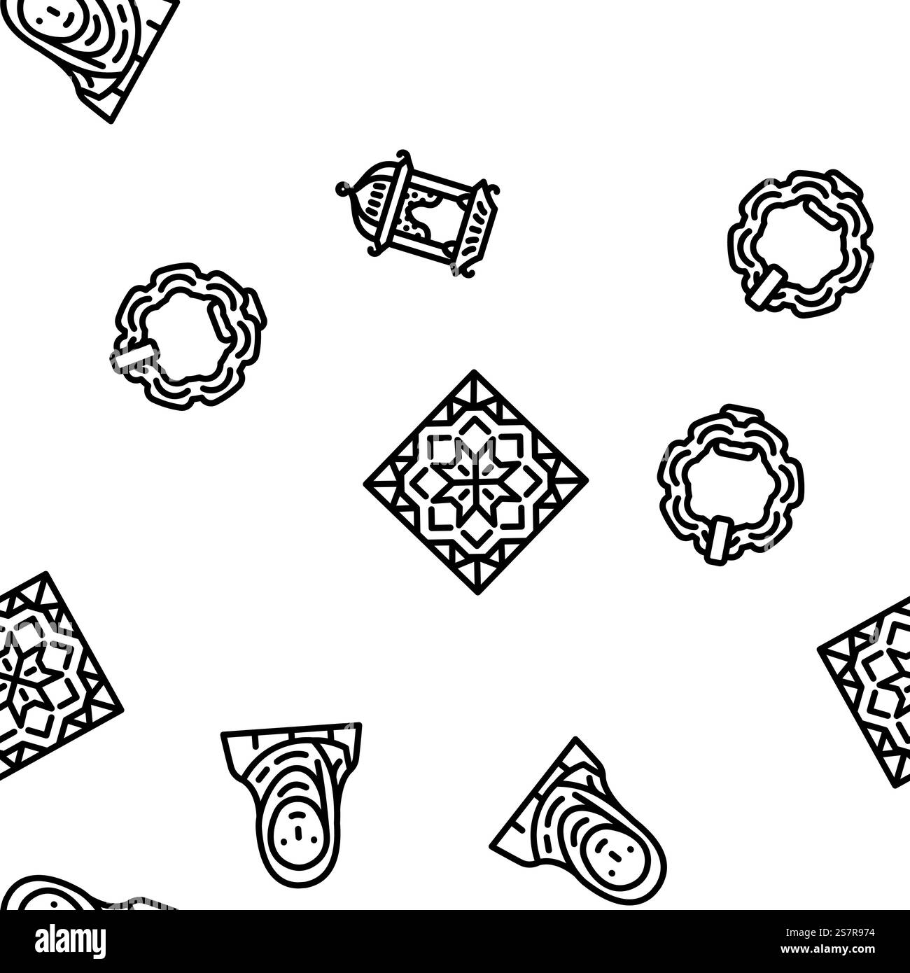 islam ramadan musulmano modello vettoriale senza cuciture illustrazione a linee sottili. islam ramadan musulmano vettore senza soluzione di continuità Illustrazione Vettoriale