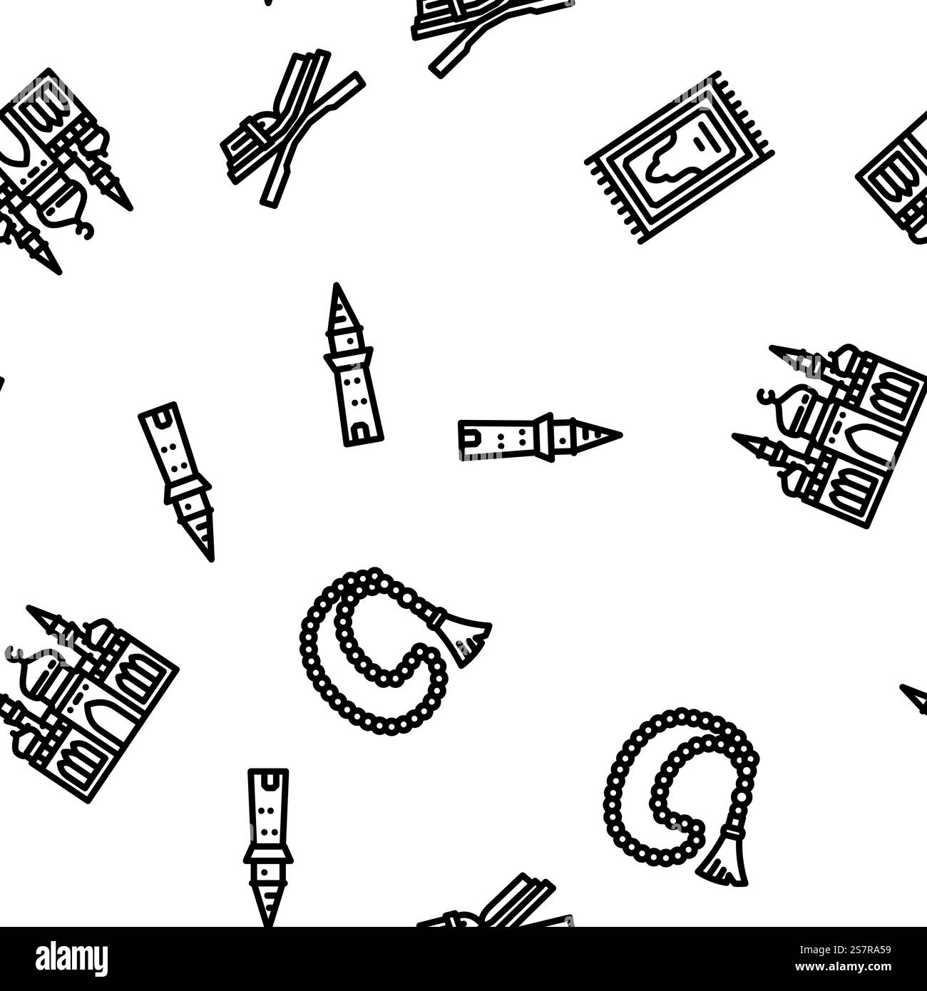 islam ramadan musulmano modello vettoriale senza cuciture illustrazione a linee sottili. islam ramadan musulmano vettore senza soluzione di continuità Illustrazione Vettoriale