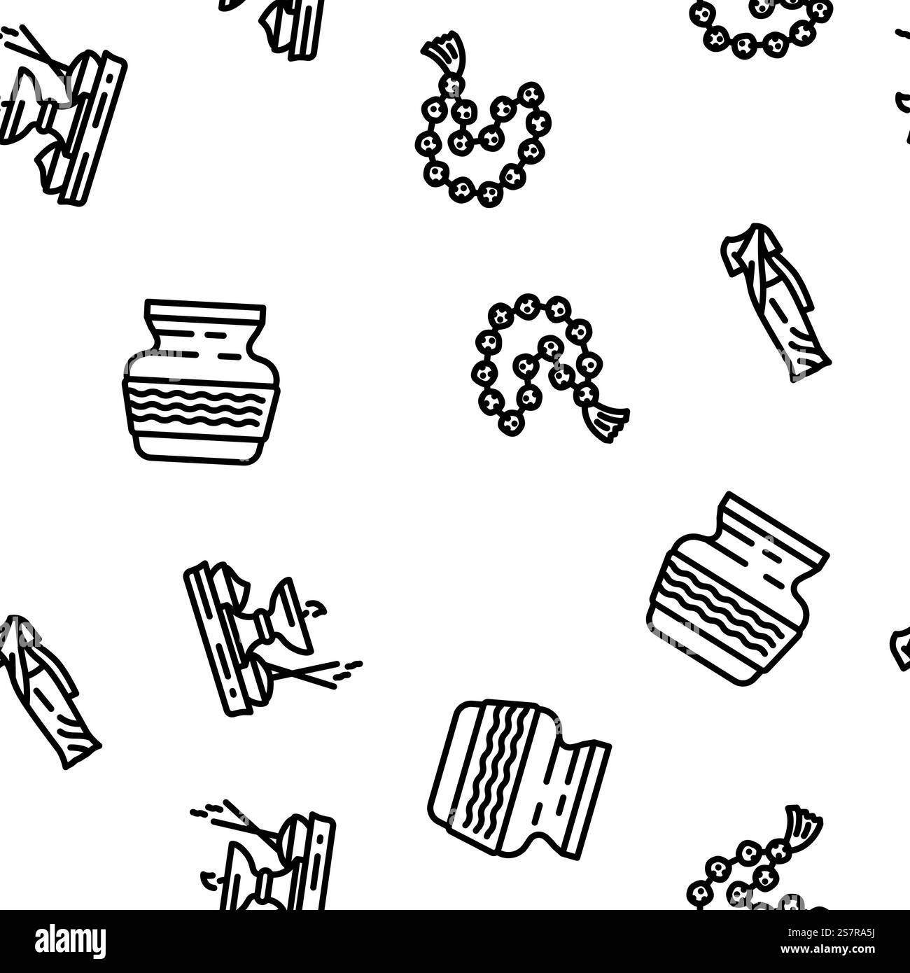 induismo divinità indù om vettoriale modello senza cuciture illustrazione a linee sottili. induismo dio indù om vector pattern senza cuciture Illustrazione Vettoriale