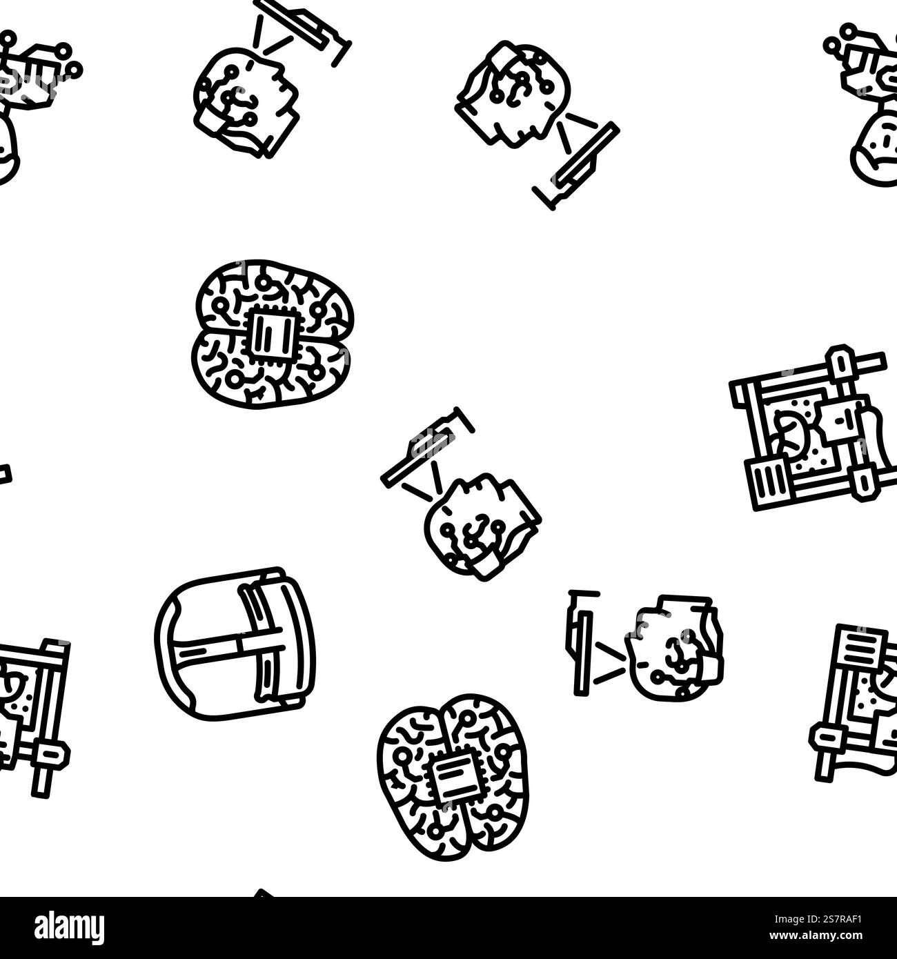 illustrazione a linee sottili del vettore di dati digitali della tecnologia del futuro. tecnologia del futuro digital data vector pattern senza soluzione di continuità Illustrazione Vettoriale