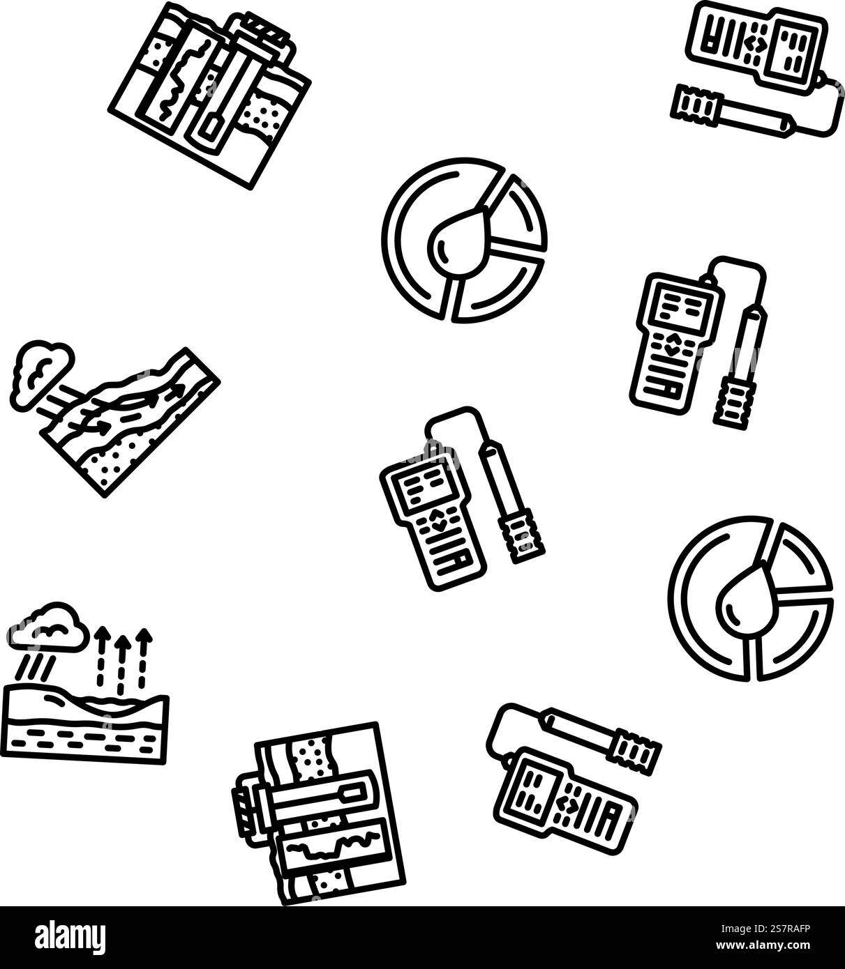 illustrazione a linee sottili con pattern senza cuciture per vettori industriali idrogeologi. vettore di pattern senza saldatura industriale idrogeologo Illustrazione Vettoriale