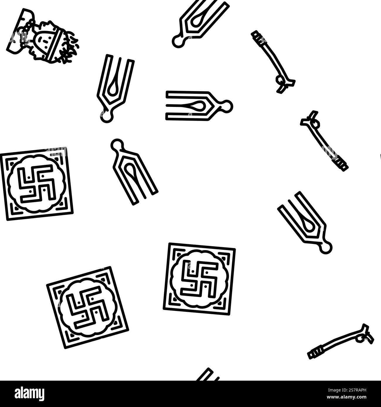 induismo divinità indù om vettoriale modello senza cuciture illustrazione a linee sottili. induismo dio indù om vector pattern senza cuciture Illustrazione Vettoriale