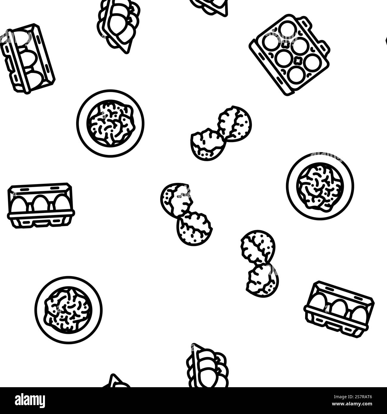 uovo cibo sano fresco vettore senza cuciture modello sottile linea illustrazione. uovo cibo sano fresco vettore senza cuciture Illustrazione Vettoriale