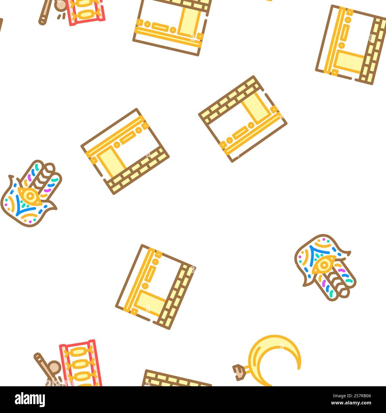 islam ramadan musulmano modello vettoriale senza cuciture illustrazione a linee sottili. islam ramadan musulmano vettore senza soluzione di continuità Illustrazione Vettoriale