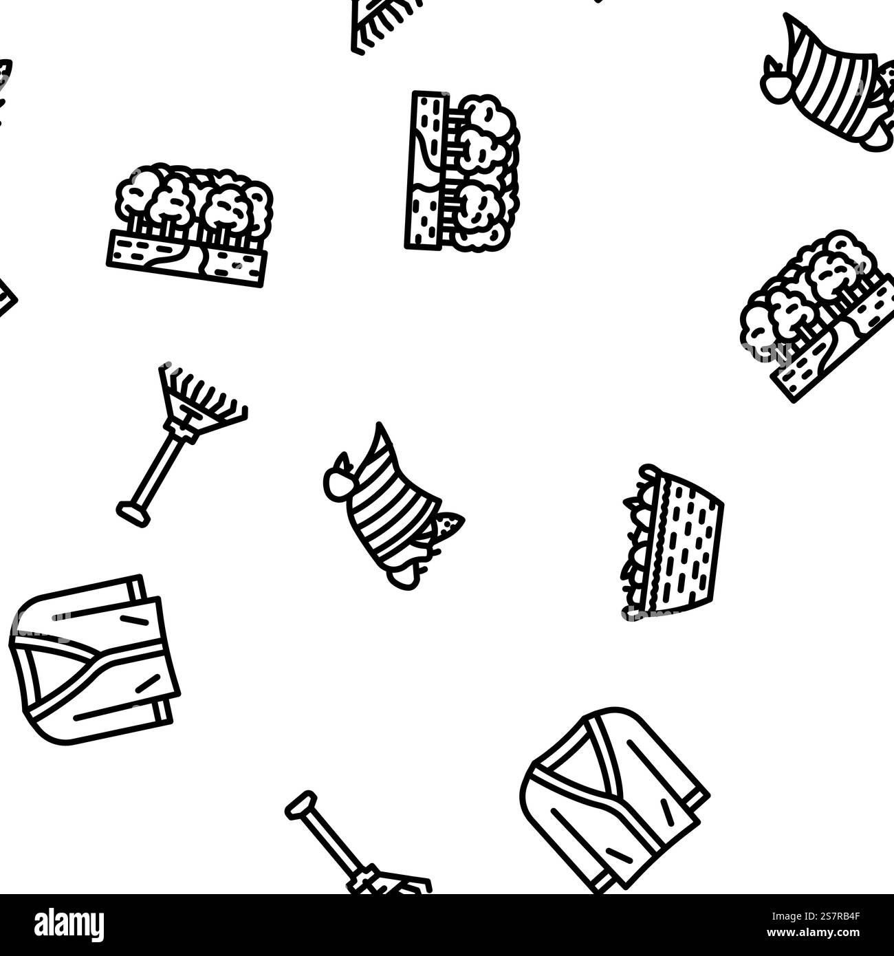 illustrazione a linee sottili con motivo vettoriale per foglie autunnali senza cuciture. autunno stagione, motivo a foglia d'autunno senza cuciture Illustrazione Vettoriale