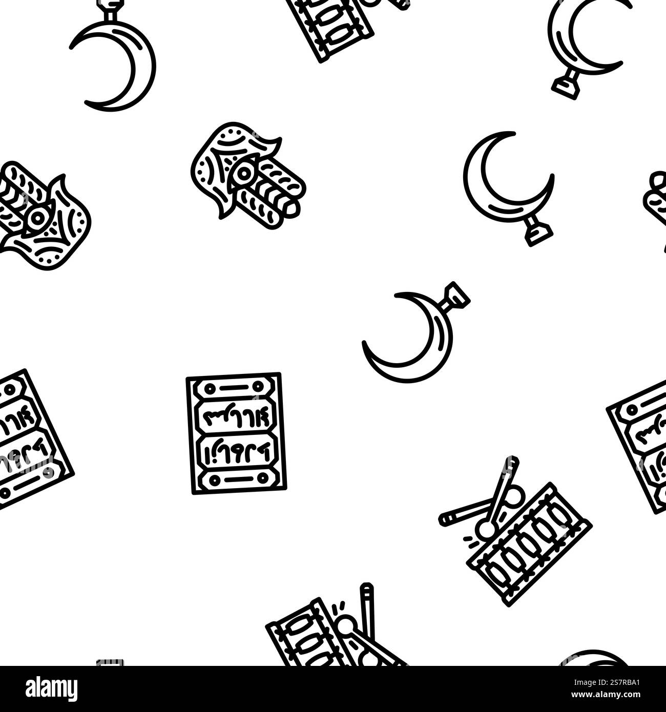 islam ramadan musulmano modello vettoriale senza cuciture illustrazione a linee sottili. islam ramadan musulmano vettore senza soluzione di continuità Illustrazione Vettoriale