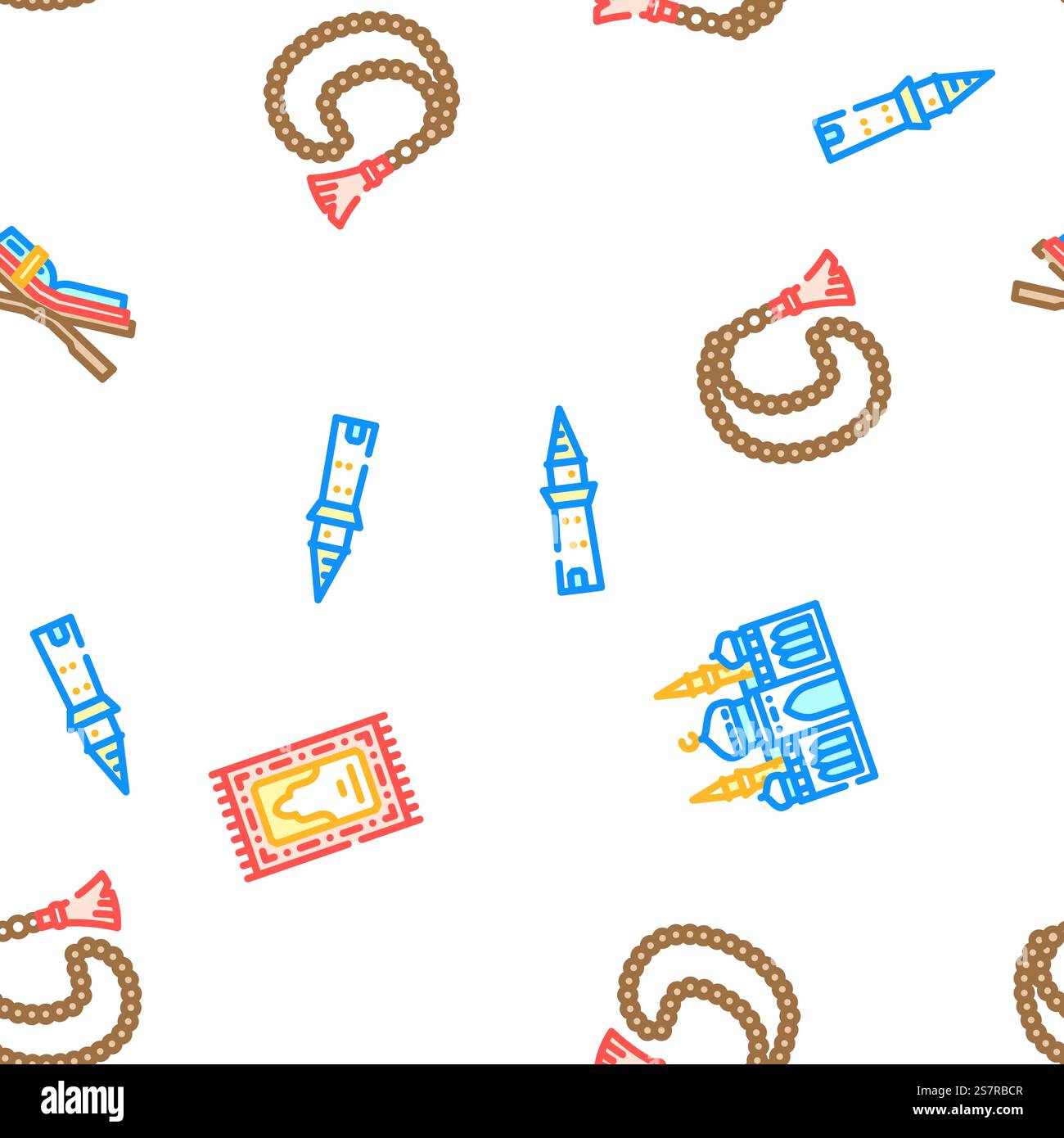 islam ramadan musulmano modello vettoriale senza cuciture illustrazione a linee sottili. islam ramadan musulmano vettore senza soluzione di continuità Illustrazione Vettoriale