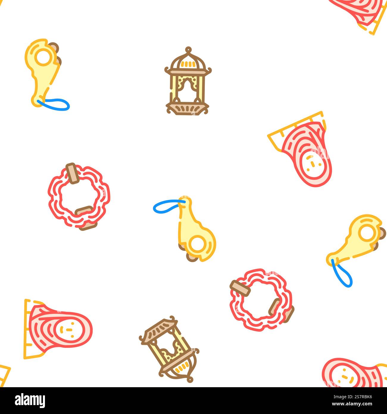 islam ramadan musulmano modello vettoriale senza cuciture illustrazione a linee sottili. islam ramadan musulmano vettore senza soluzione di continuità Illustrazione Vettoriale